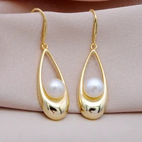 meibapj round freshwater pearl fashion drop earrings real 925 sterling silver fine charm wedding jewelry for women