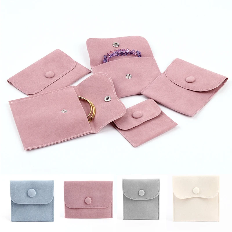 

1PC Jewelry Packaging Bag Snap Fastener Superior Soft Velvet Gift Bracelet Necklace Wrapping Bag Earrings Ring Storage Pouch