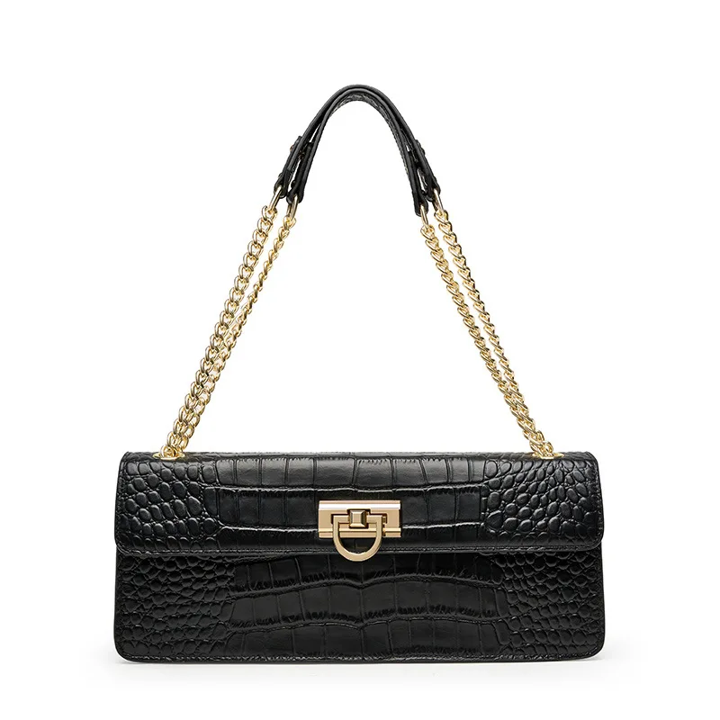 

Crocodile Pattern Fashion Daily Commute Women Shoulder Bag with Chain Niche Style Underarm Bag Anniversary Gift