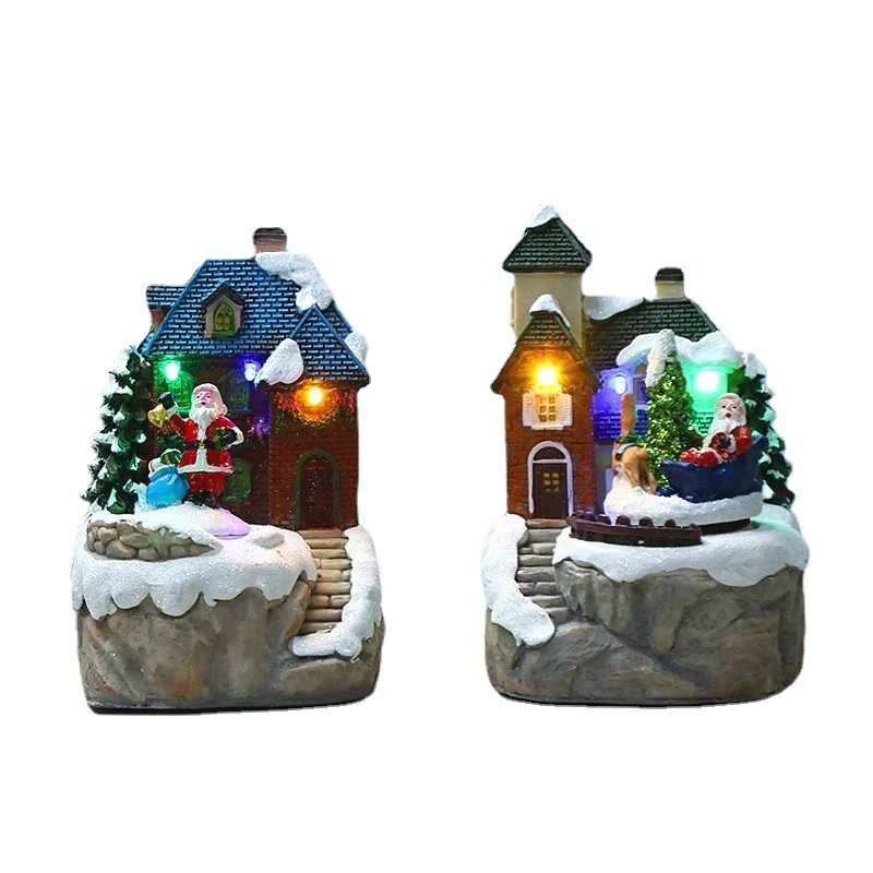 

1 шт. светодиодный Рождественская фигурка снежного дома, рождественские украшения, поделки, домашний Рождественский Декор B