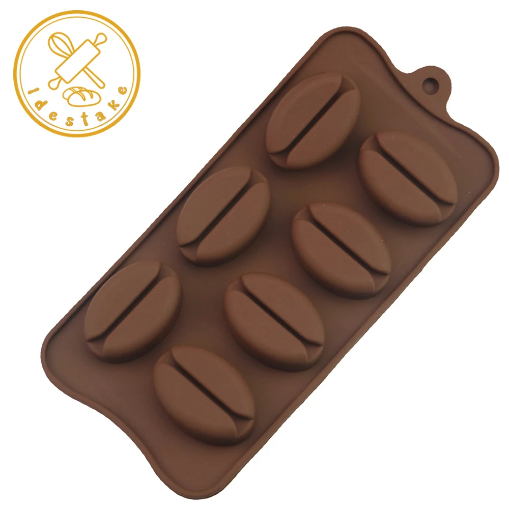 

7 Holes Coffee Bean Chocolate Mold Silicone Ice Cube Tray Handmade Bar Soap Silicone Mould Cake Fondant Decorating Mold Bakeware