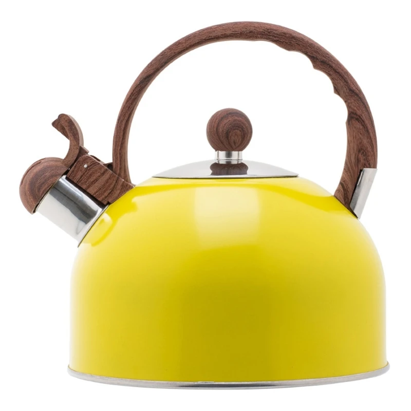 

2.5 L Stainless Steel Tea Kettle Yellow Whistling Stovetop Teapot Teakettle with Ergonomic Handle Water Pot