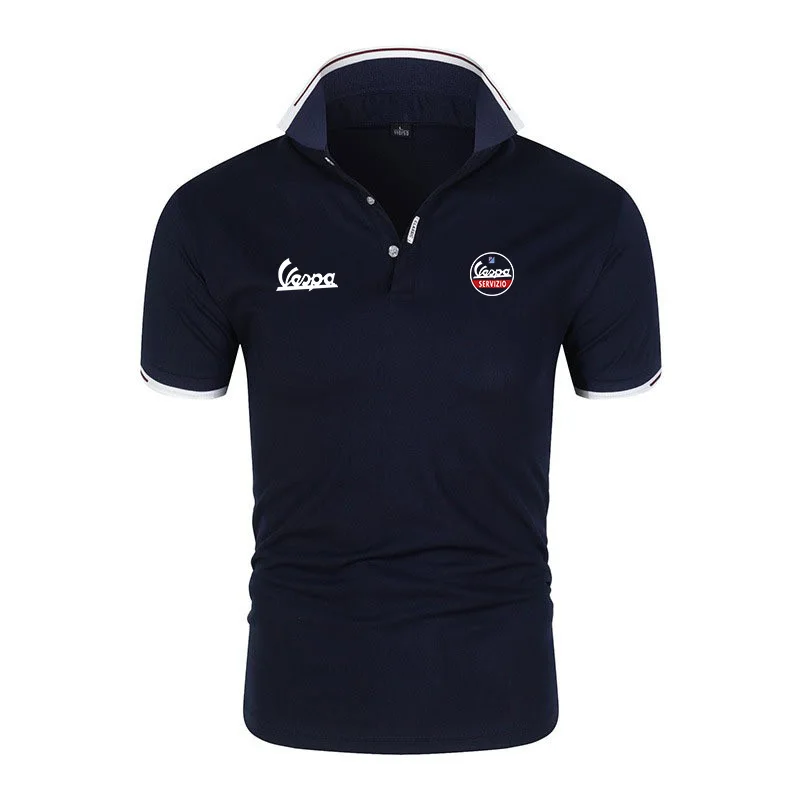 

Summer 2023 New Polo Shirt Vespa Logo Men's Short Sleeve Brand Classic Men's Cotton Casual Sports Custom Men's Top T Shirt