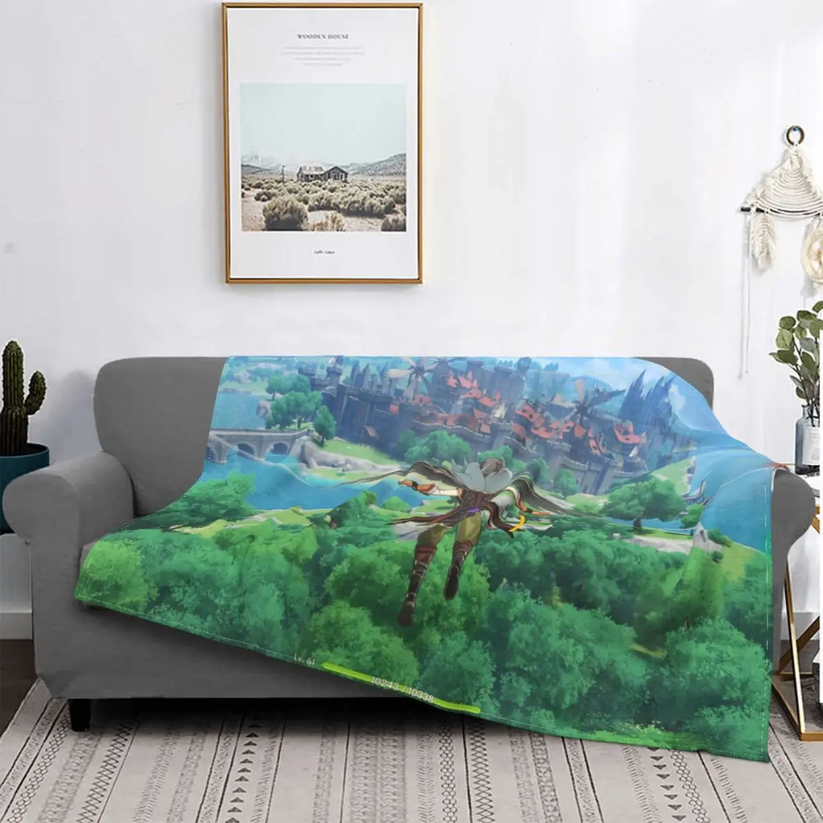 

Игровое одеяло Genshin Impact Lumine Adventure, Фланелевое декоративное портативное домашнее покрывало