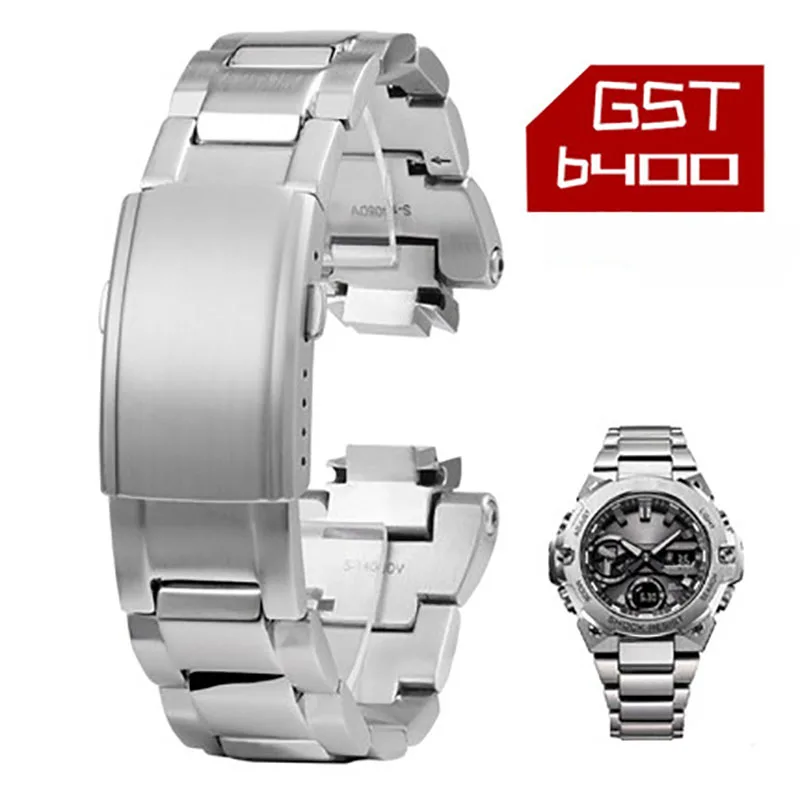 Solid Stainless Fine Steel Watchband Suitable For Casio Watch G-SHOCK Steel Heart GST-B400 Series Sports Men's Wristband Strap