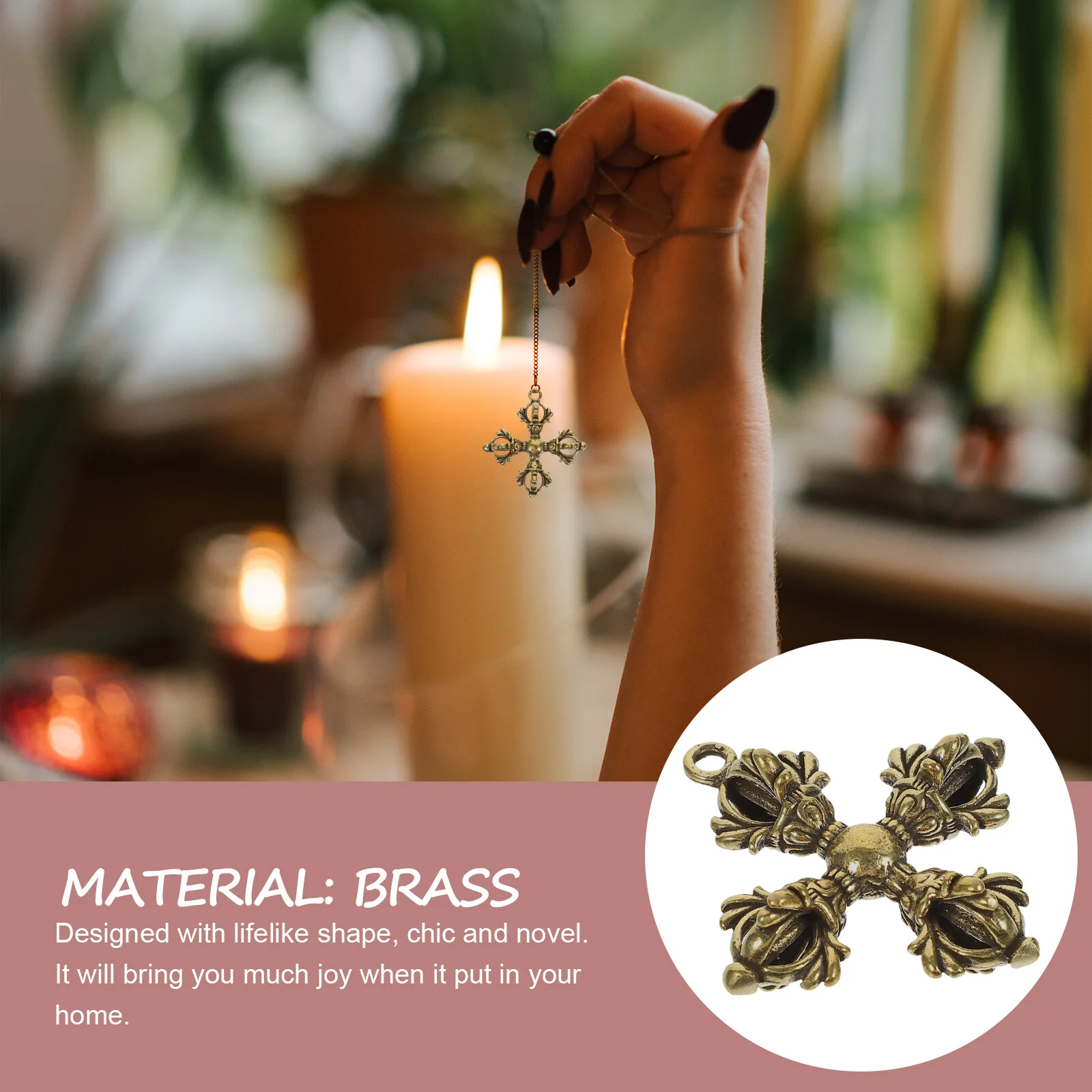 Vajra Pestle Decor Pendant Clasp Necklace Buddhism Ornaments Retro Brass Crafts Decorative Mini