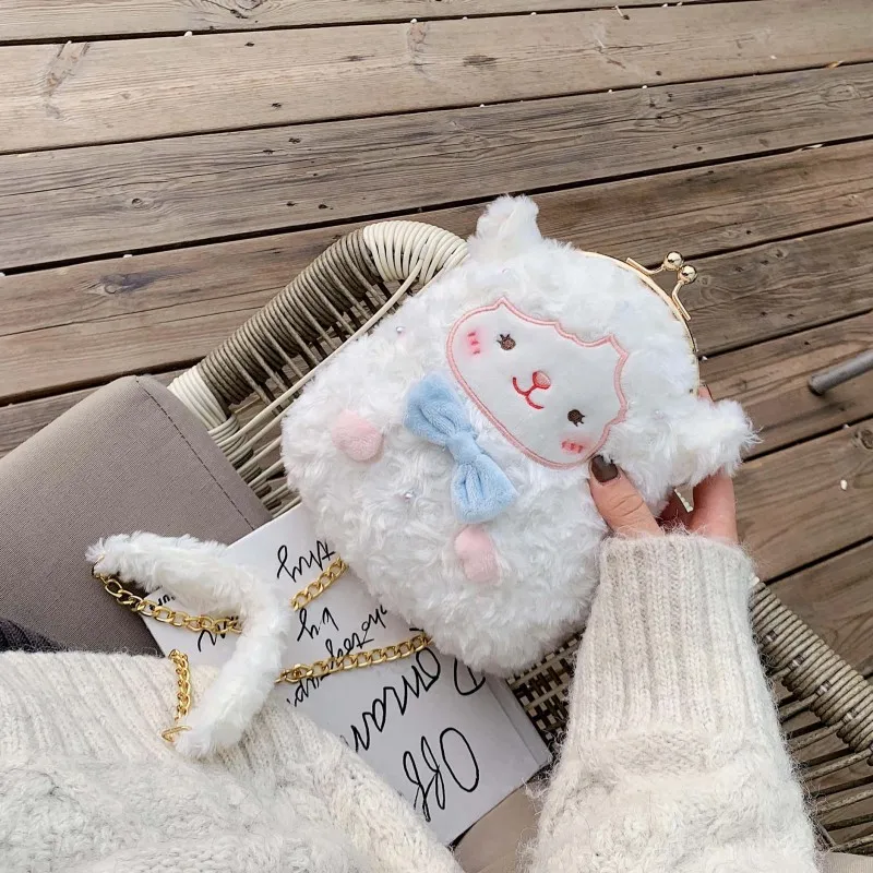 Candice guo! Милая плюшевая игрушка мультяшный бант ягненок овечка сумка через плечо