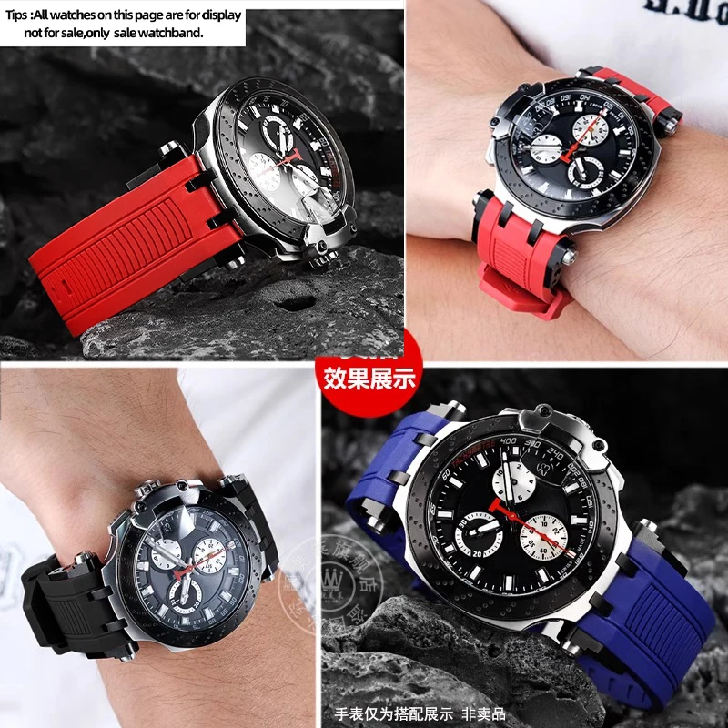 Фото Спортивная силиконовая резина 22 мм для Tissot Racing T115417A Series, специальный ремешок для часов с двойным вырезом T115.427, мужская цепочка для часов №2