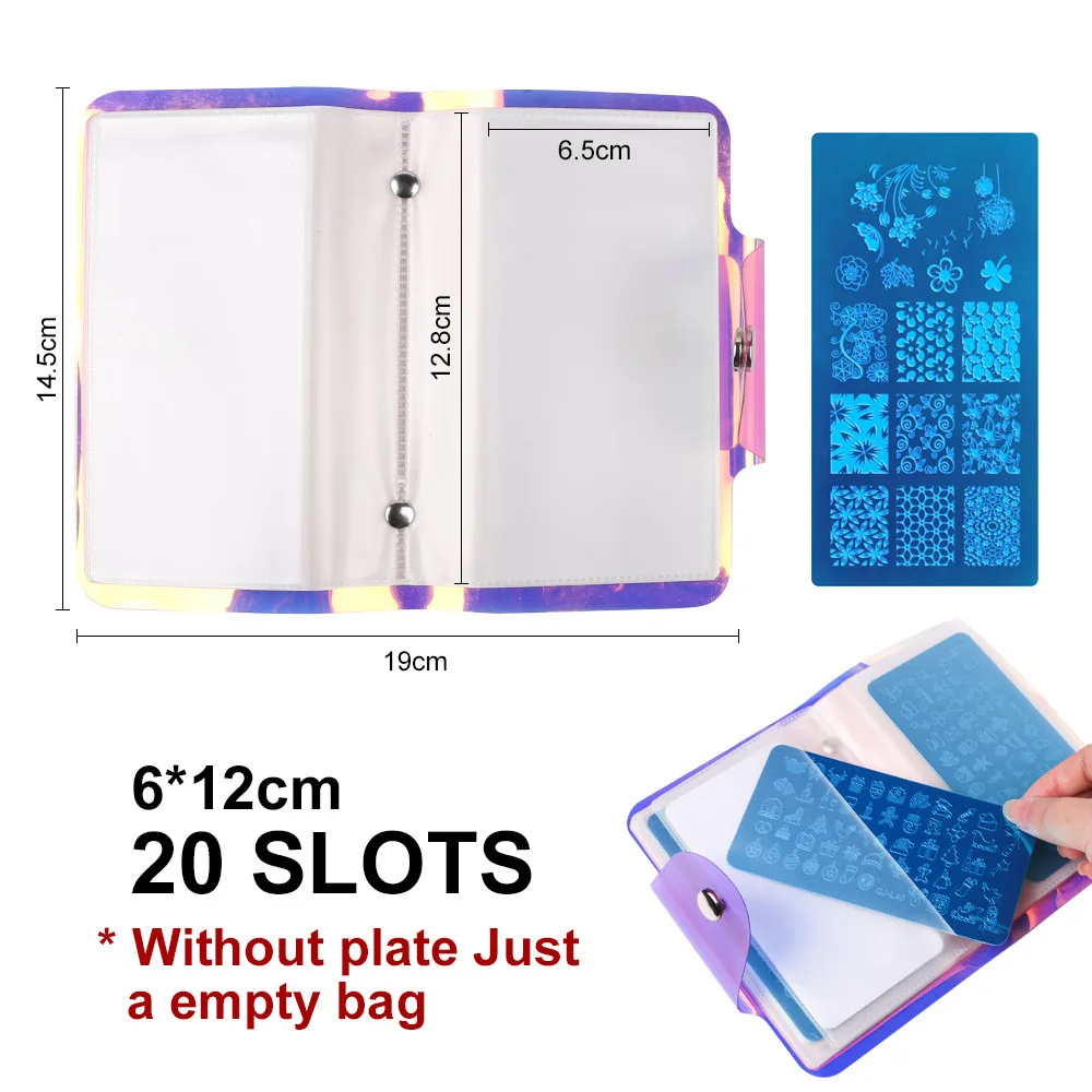 

6*12CM Nail Stamping Plate Holder Storage Bags 20 Cards Holder Bags Nail Printing Steel Plate Template Rectangular Card Bags