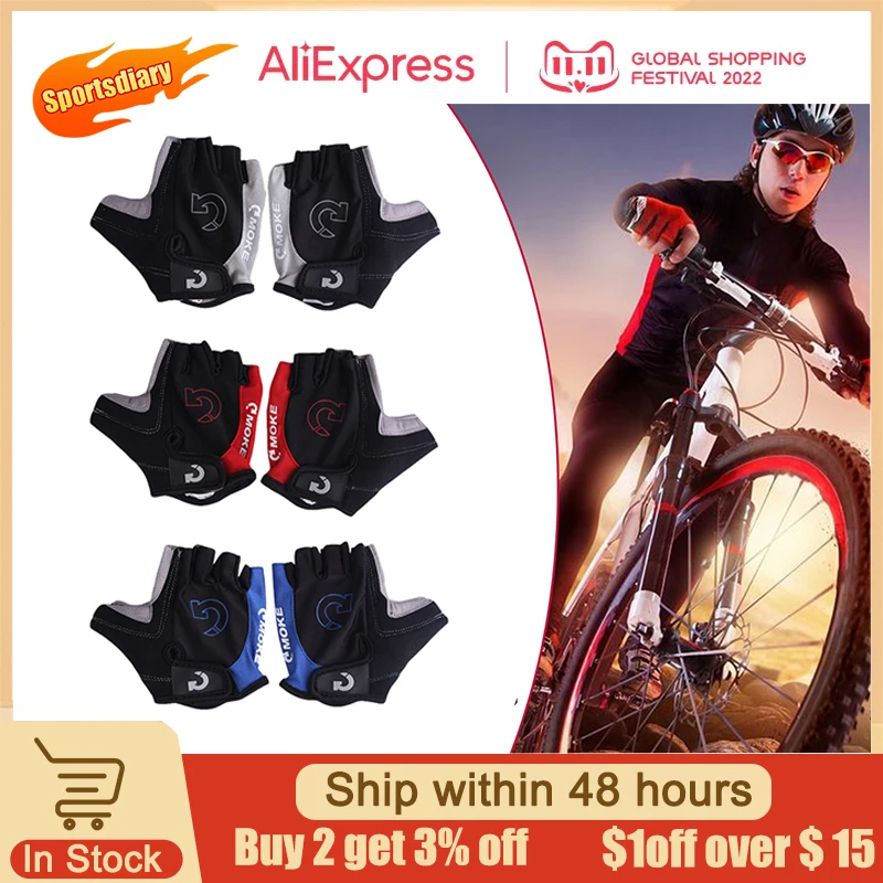 Half Finger Cycling Gloves Anti Slip Gel Pad Breathable Moto