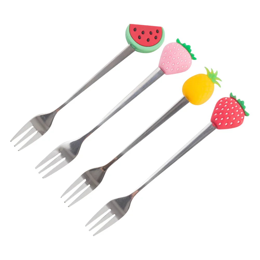 

4pcs Fruit Forks Party Tabletop Forks Three Tine Dessert Forks Food Pick Forks