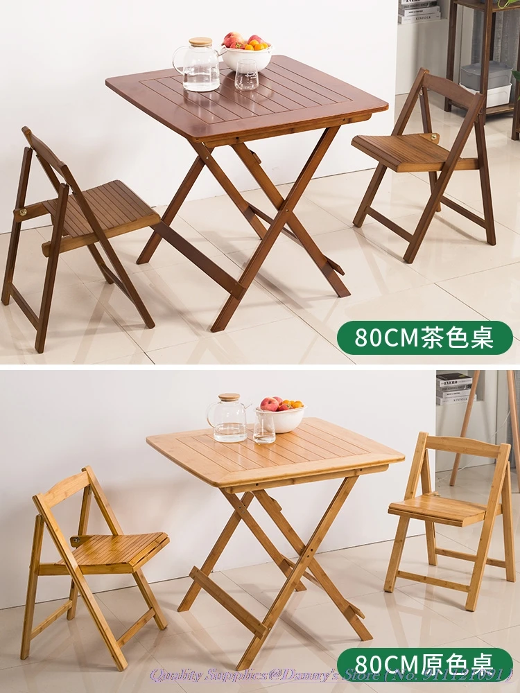 Складной обеденный стол из бамбука простой квадратный 80 х80х76 см для заваривания