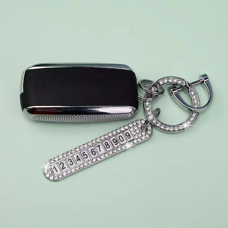 10pcs Car accessories fashion high-grade diamond inlaid number brand key chain pendant zinc alloy horseshoe button keyring