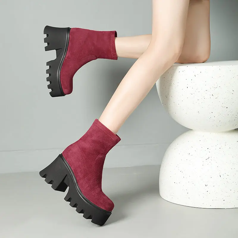 SIMLOVEYO женские ботильоны с круглым носком на массивном каблуке 9 см платформе Hill