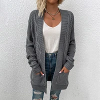 womens sweater womens 2022 autumn and winter new loose solid color mid length twisted rope knitted cardigan coat