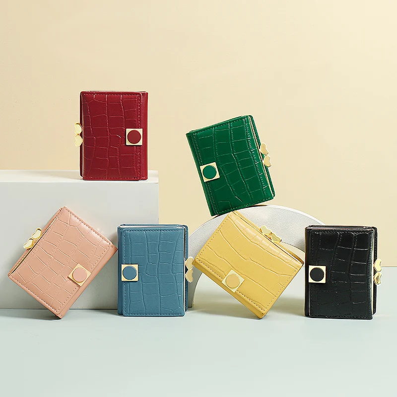 Клатч женский компактный с застежкой кошелек для мелочи из искусственной кожи -