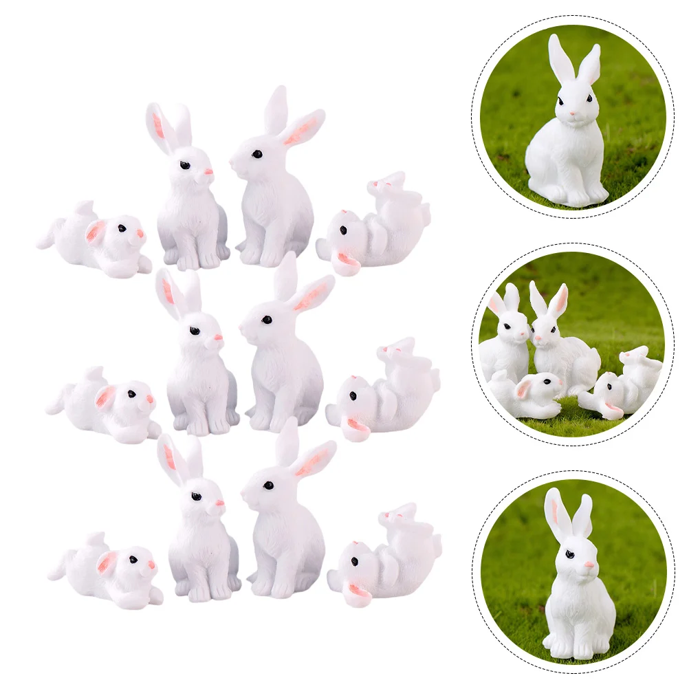 

12Pcs Miniature Rabbit Figurines Lovely Micro Landscape Bunny Ornaments