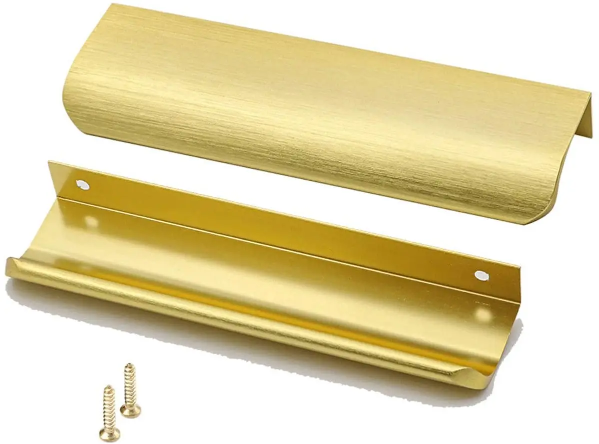 

Finger Drawer Pulls Gold Edge Kitchen Cabinet Pulls Bathroom Handle Modern Concealed Handle for Kitchen Cabinets Hardware