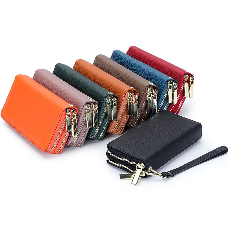 Women Long Wallet Luxury Fashion Genuine Leather Ladies Clutch Large Purse Card Holder Female Money Bag Zipper Coin Phone Pocket