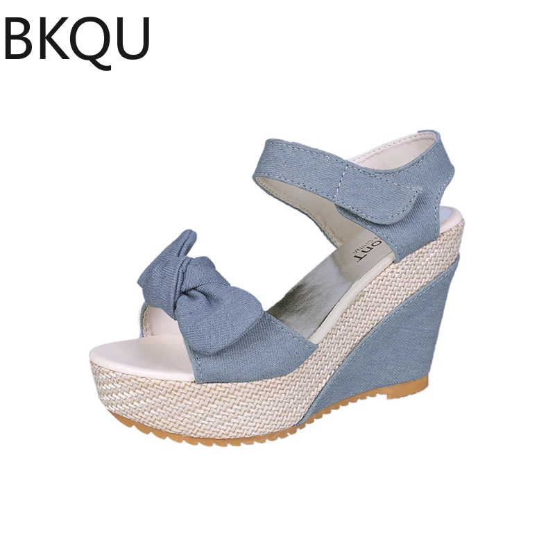 

BKQU Leisure Platform Summer Sandals 2022 Wedges High Heels Women Shoes Woman Mules platform shoes shoes for women
