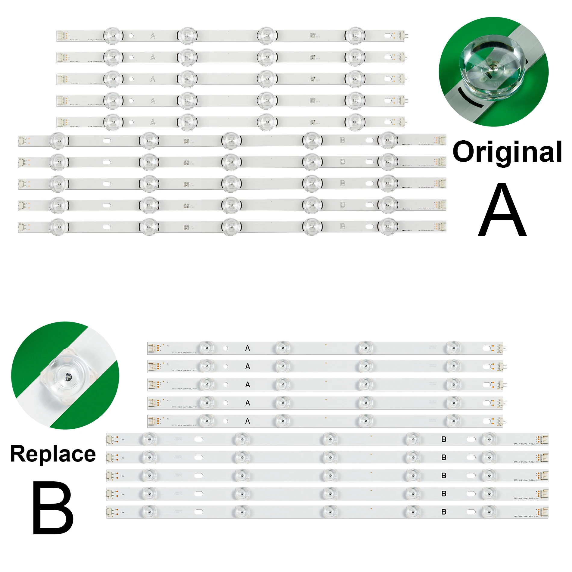 

Лента светодиодной подсветки 49 дюймов 49LB628V 49LB552V 49LB558V 49LB580U-ZM 49LB580B-ZM 49LB572V-ZP 49LB572U-ZP 49LF5500-UA 49LB5820 49LB6250