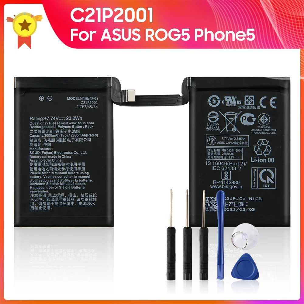 

Original Replacement Battery C21P2001 For ASUS ROG5 RONG 5 Phone5 I005DA Phone Battery 3000mAh +tools