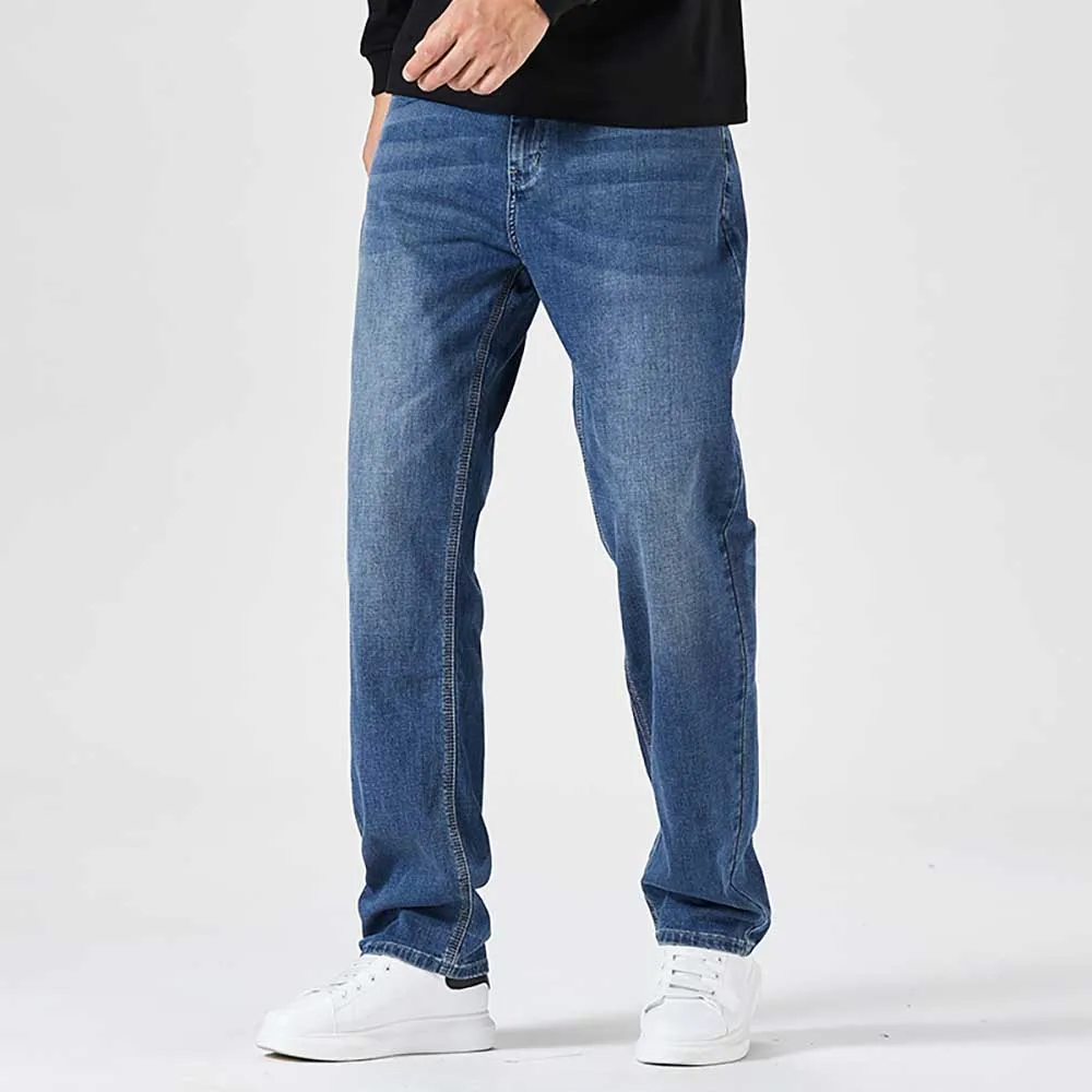 Spring Autumn Plus Size Loose Denim Pants Men's Casual Jeans Wide Leg Baggy Trousers Straight Streetwear Clothing