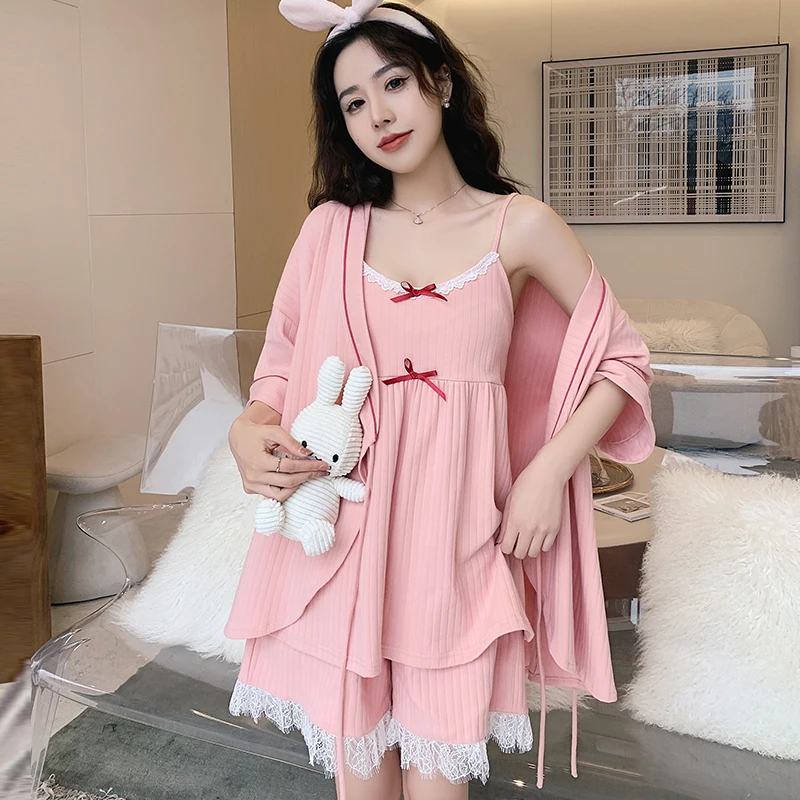 Женское кимоно с V-образным вырезом пижама брюки коротким рукавом шорты ночная