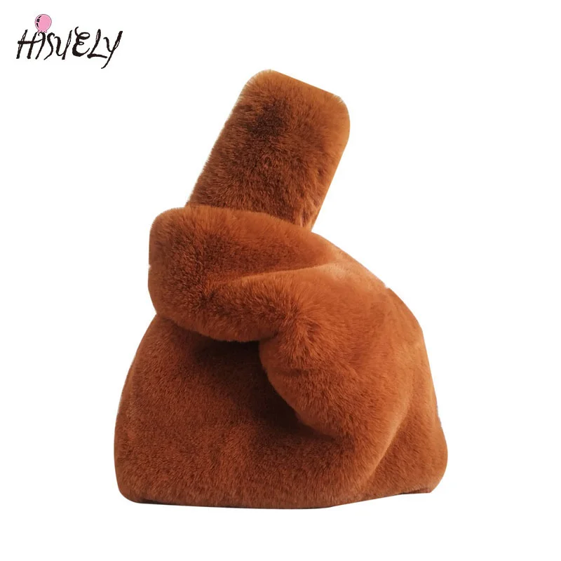 

Soft Female Faux Rabbit Fur Handbag Ladies Plush Shoulder Bag Casual Warm Winter Deformation Women Evening Torba Clutch Bolsos