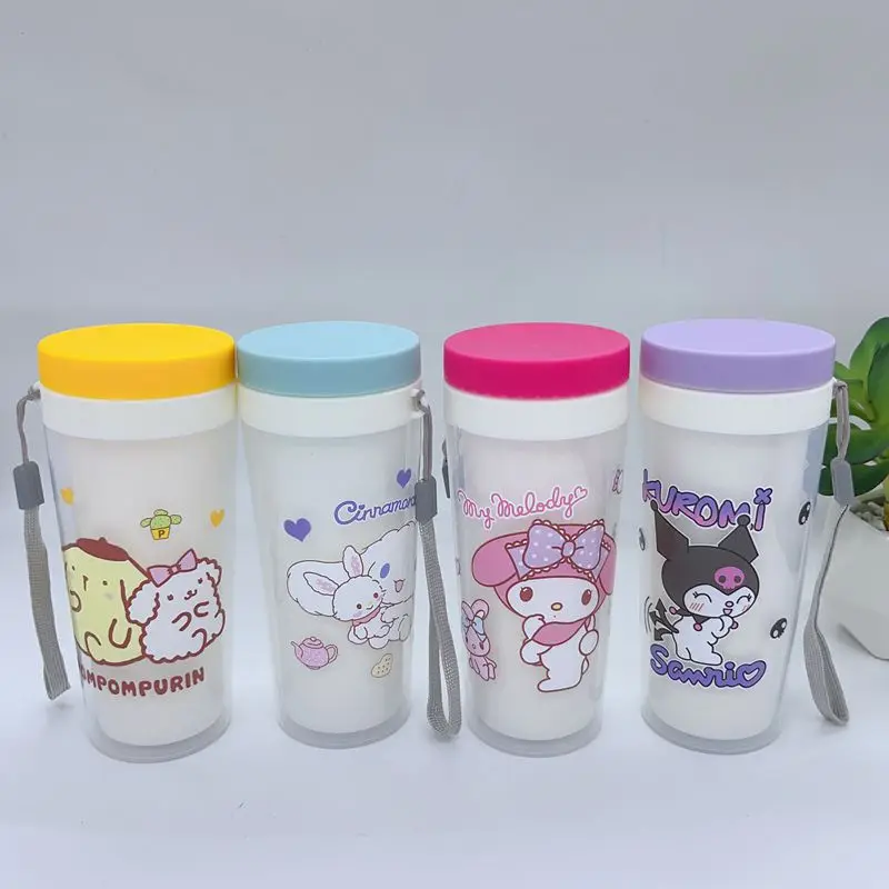 

Sanrio Juice Glass Anime Figure Kawaii Kuromi Water Cup My Melody Milk Tea Cup 300Ml Transparent Simple Child Girl Gift Summer