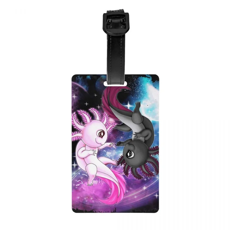 

Симпатичные плюшевые домашние животные Axolotl Yin Yang с плавающим космическим предметом для багажа Обложка для личной идентификационной таблички