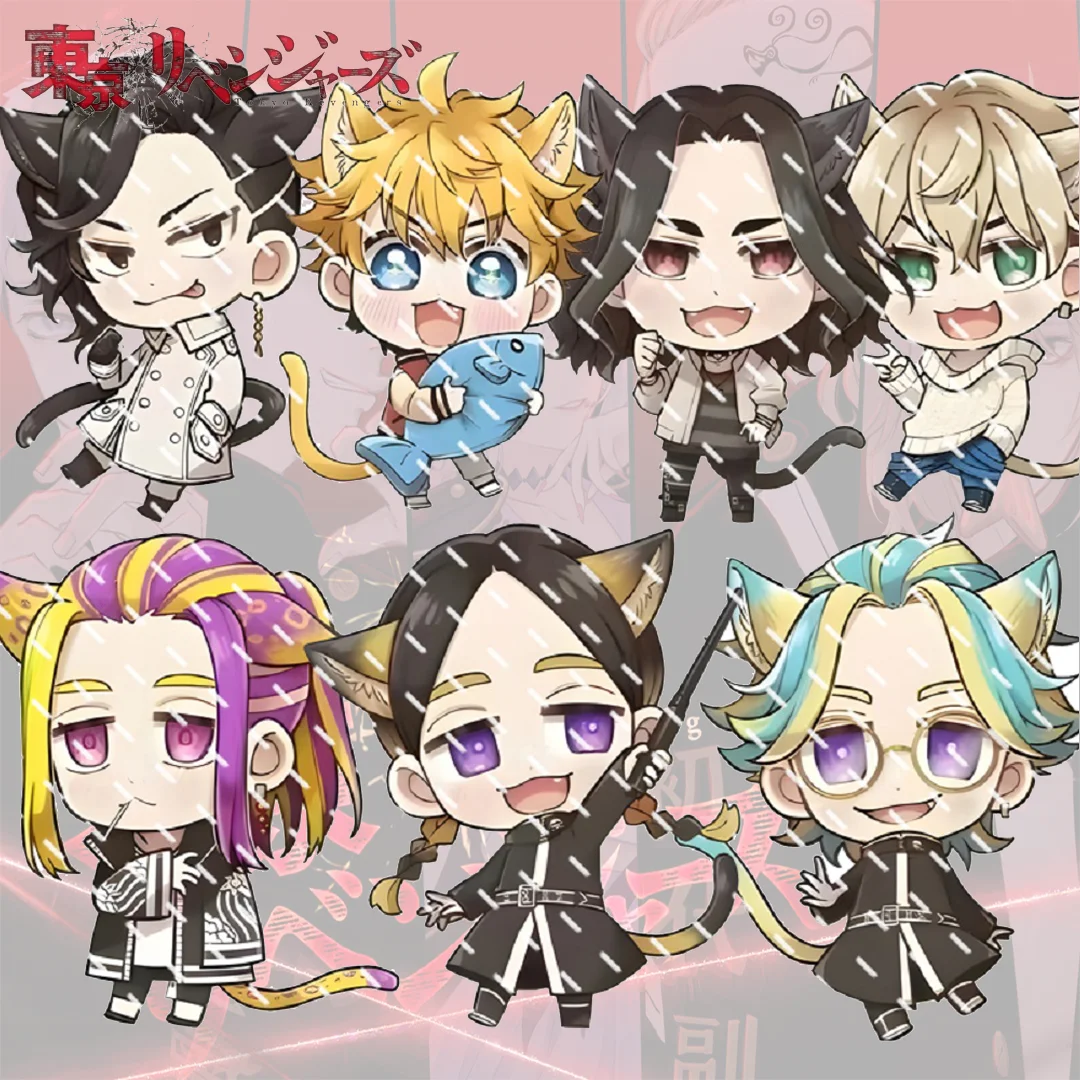 

Anime Tokyo Avengers Cosplay Keychain Tokyo Revengers Q Version Manjiro Ken Takemichi Hinata Atsushi Chibi Key Chain Ring Props