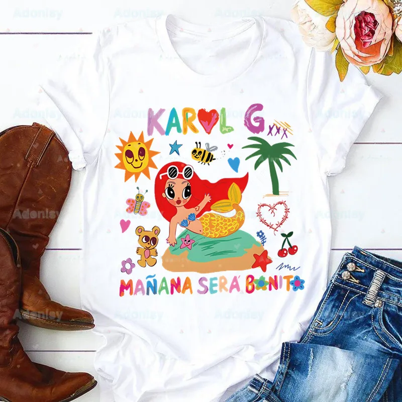 

Karol G Bichota Manana Sera Bonito Music Singer Summer Fashion Shirt Graphic T Shirt Women Tops Base O-neck Tees Girls Tshirt