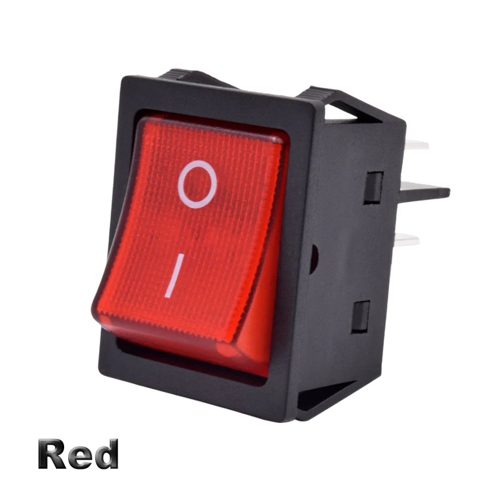 

KCD4-201 30x22 30A 250VAC Сверхмощный кулисный переключатель KCD4 20A 250VAC DPST ON OFF с защелкой 12V 220V Красный Зеленый Синий Светодиодная подсветка