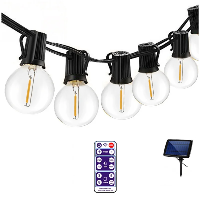 

10 LEDS G40 Solar String Lights Outdoor Indoor Patio Lights Solar & USB Powered Waterproof Globe Hanging Lights
