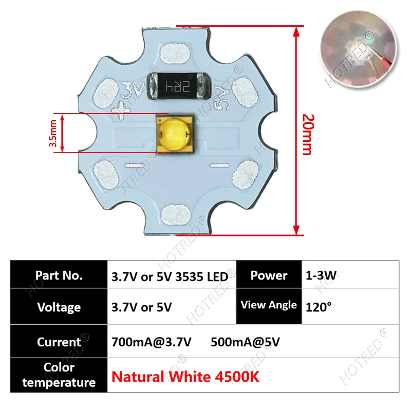 

LED бусины HotRed 3Вт 3535