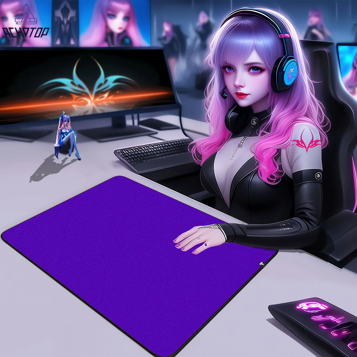 40X45CM ACHOTOP MOUSEPADS фиолетовый двойной unslip MOUSEPAD жаккарда мыши PAD панель управления