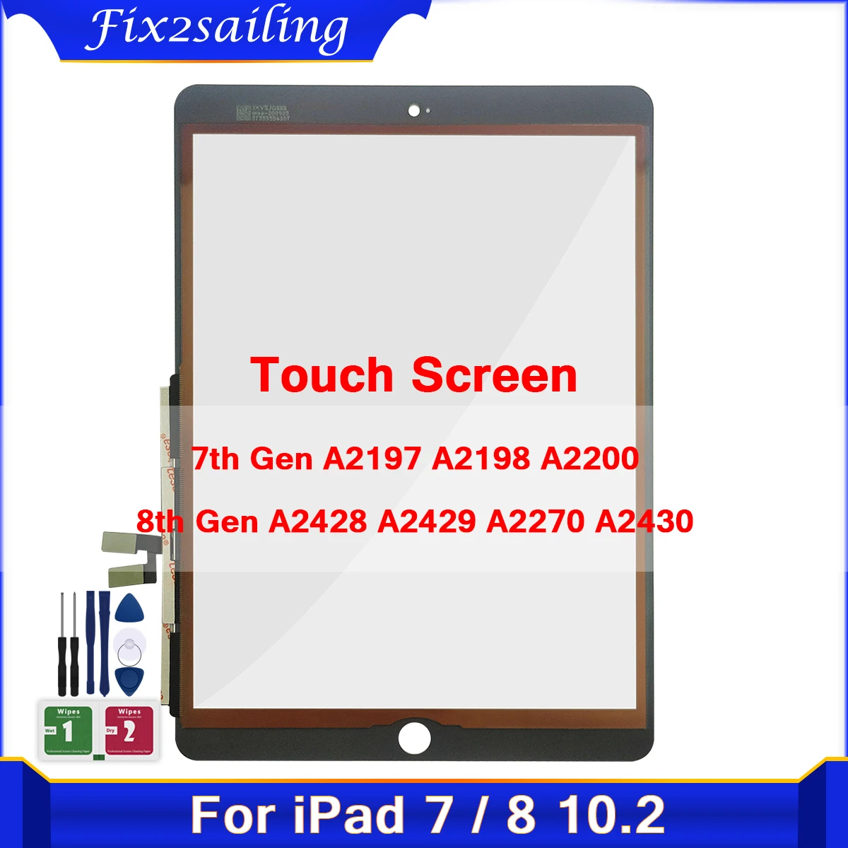 Фото Новинка для iPad 7 10,2 2019 7-го поколения A2197 A2198 A2200 8-го поколения 2020 A2428 A2429 A2270 A2430 сенсорный экран дигитайзер внешняя стеклянная панель №1