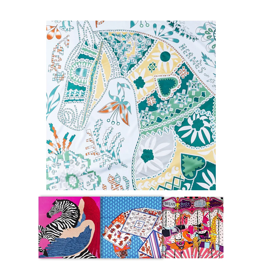 Роскошный женский шарф саржа сатин шелк 130*130 см Шелковый для женщин дизайнерский