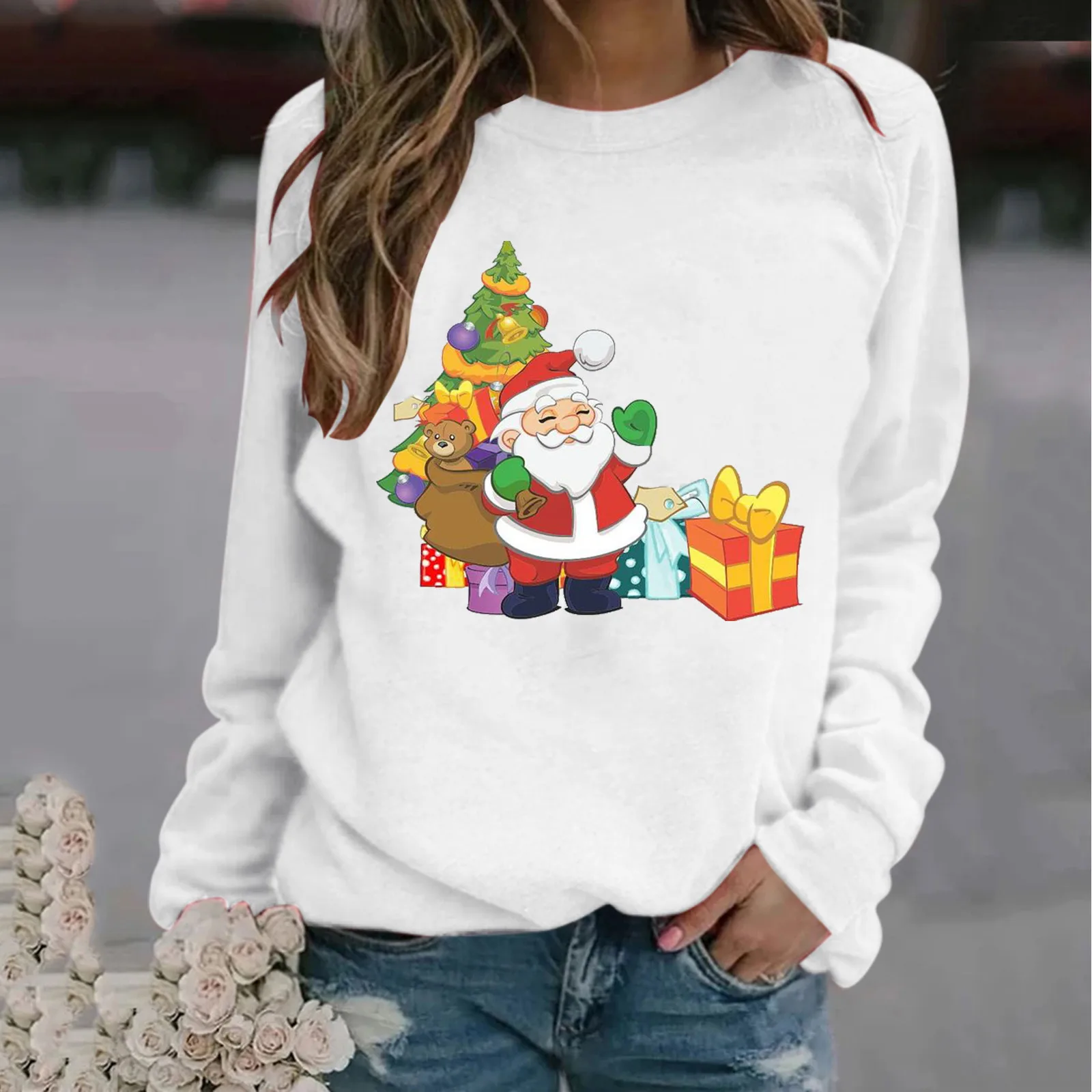 

Long Zipper Hoodie Hoodie Long Dress Women Women's Chirstmas Print Outwear Top Long Zipper Hoodie Hoodie Long Dress Women