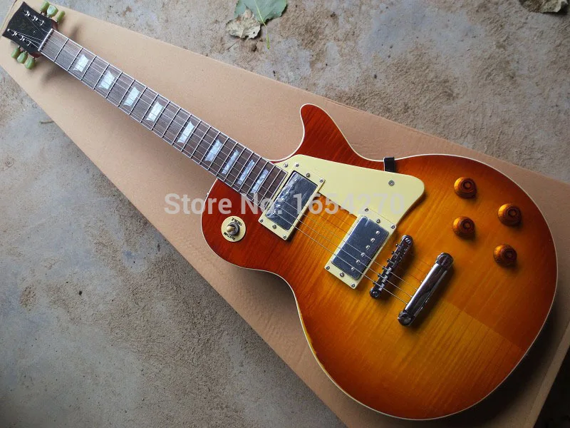 

CG Paul Hot Factory Custom Shop Relic Cherry Sunburst Flame Billy Gibbons Signture LP Electric Guitar Who.ale 150810