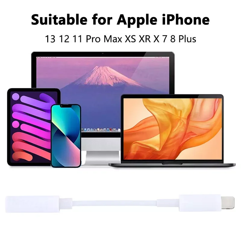 ForLightning To 3.5mm Jack Adapter 2in1 Headphone Audio Music Play For iPhone 13 12 Mini 11 Pro XS Max XR SE Aux Cable Splitter