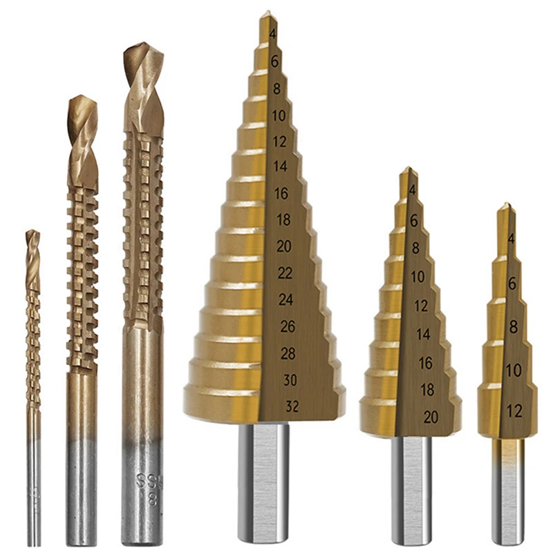 

6Pcs/Set Step Drill Bit And Drill Bit-Milling Cutter Countersink For Metal/Wood