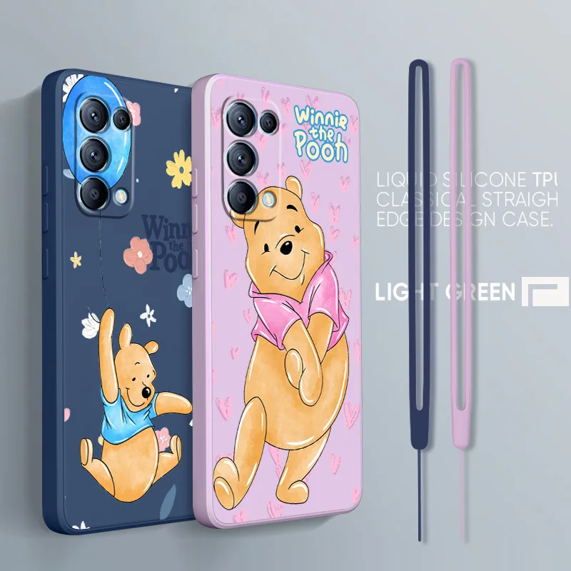 

Disney Winnie Bear Cool For OPPO Find F21 X6 X5 Pro X3 Pro X2 Neo 7Z 6 5 4Z 2Z SE Lite Pro 4G 5G Liquid Rope Phone Case