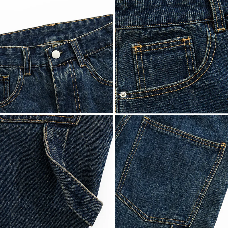 HANLU 2022 Autumn New Streetwear Baggy Brand Jeans Men Korean Fashion Straight Wide Leg Pants Male y2k Clothing Classic color