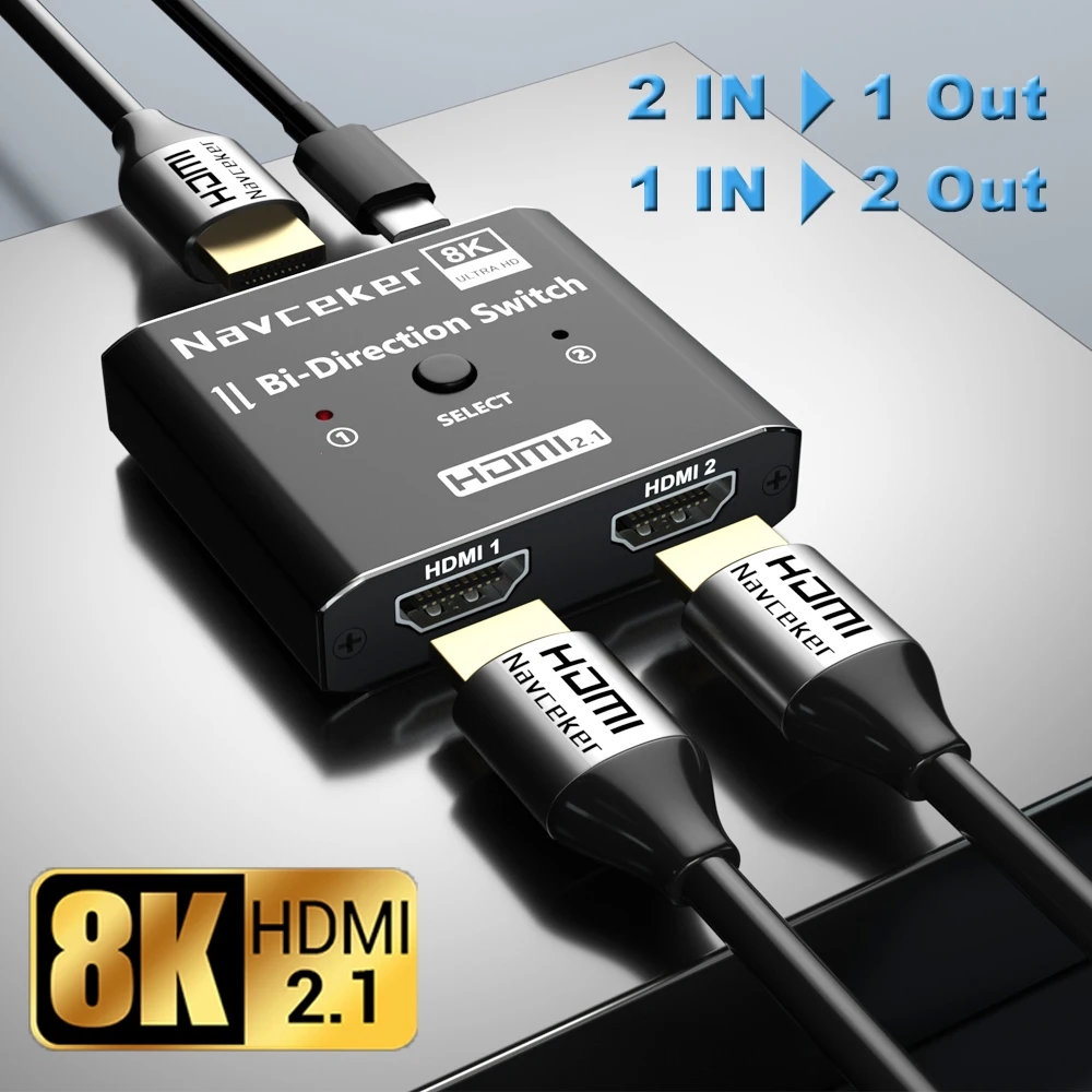 

4K 120Hz HD Switch HDMI-compatible Adapter 8K HD Bi-Direction Switcher 1x2/2x1 Switch HD Switch for Xiaomi Mi Box PS5/4 TV Box