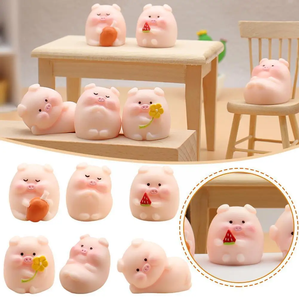 

1pcs Cute Piggy Auto Interior Ornaments Resin Pink Kid Cartoon Gift Car Collection Pig Decor Decoration Office Dashboard To T7O2