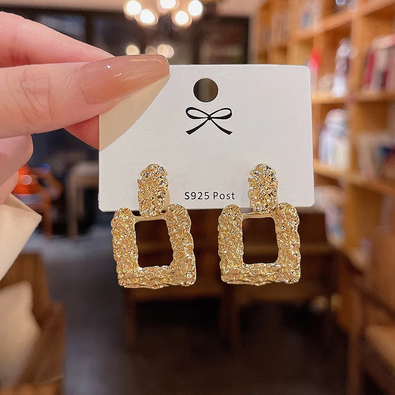 

New Geometric Irregular Drop Earrings for Women Unique Design Exaggerated Gold Color Hollow Metal Earrings