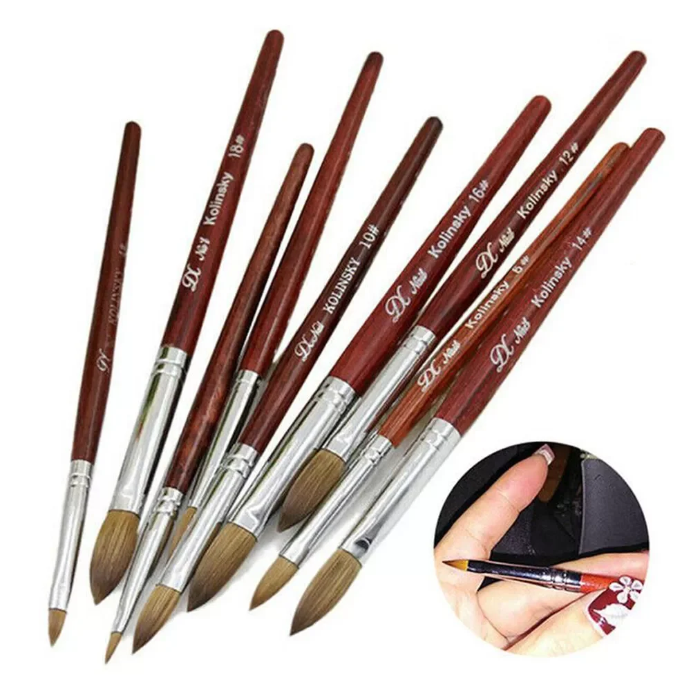 

2023NEW Gel Acrylic Nail Art Brush Sable Hair Brush Manicure Powder Wood Handle Professional Nail Art Tools Flower Drawing Pen