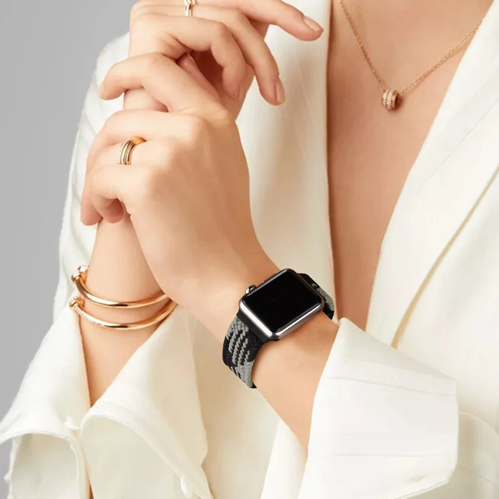 2021 Adjustable Nylon Band for Apple Watch Band 6 SE 44mm 40mm 38mm 42mm Braided solo loop Elastic Belt for Stretch iwatch-band